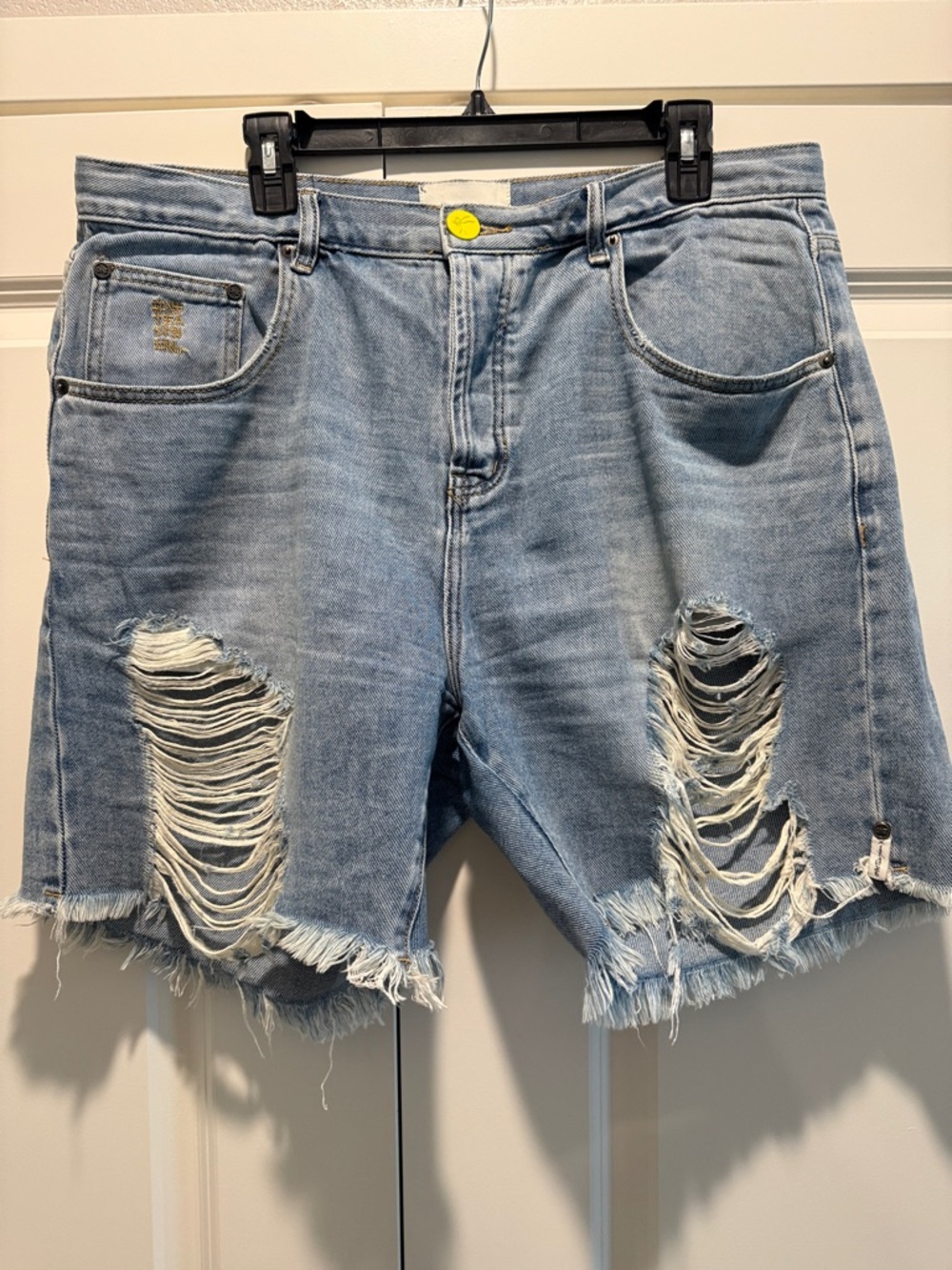 One Teaspoon Light Blue Distressed Denim Shorts